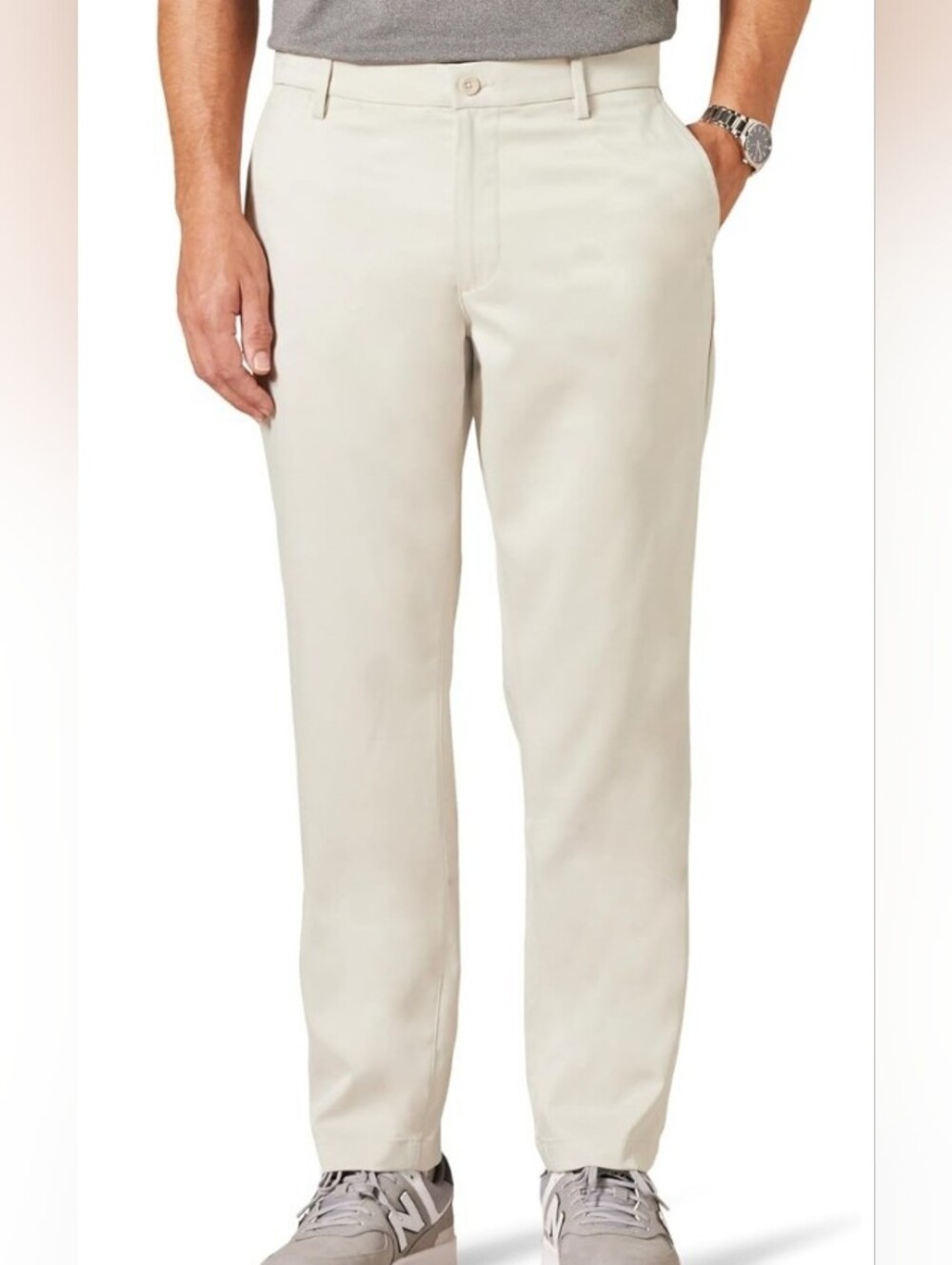 Amazon Essentials Men's Chino Golf Stretch Pants Big & Tall - Cream